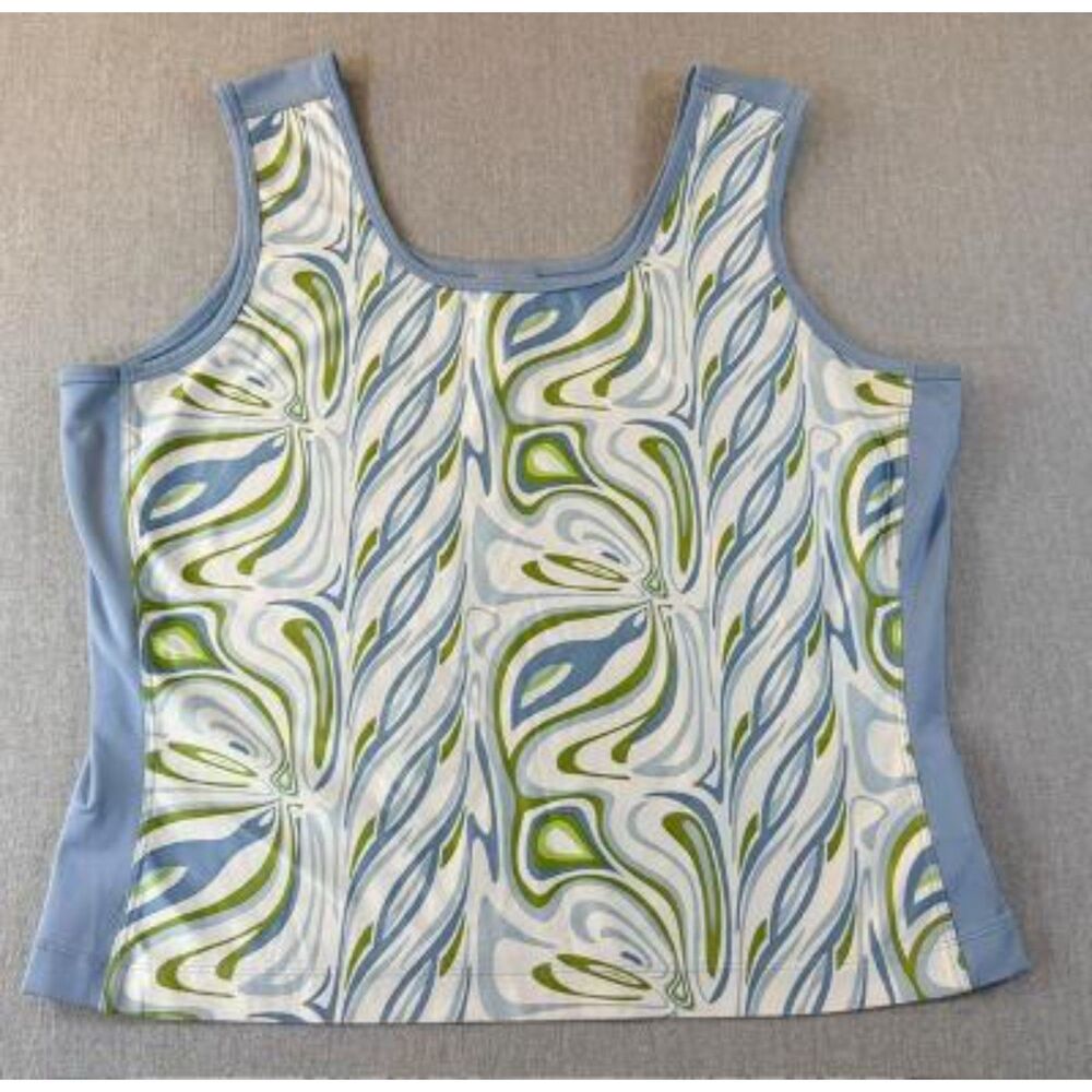 Columbia GRT Womens Tank Top Size Extra Large Blue Green Swirl Athletic Spandex